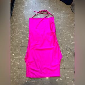 Pink backless halter dress